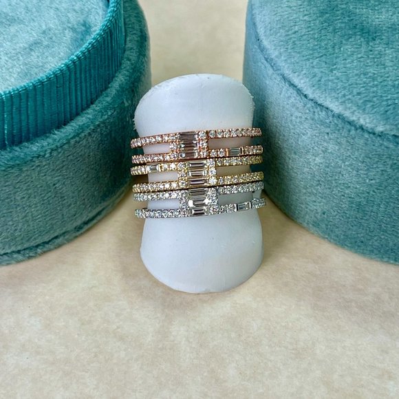 Stackable Baguette Cut Rings - Picture 1 of 16